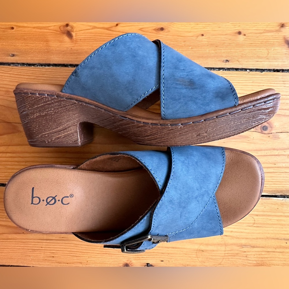 Blue platform sandals